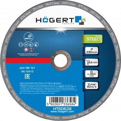 Högert Korundový kotouč 230 x 6,8 x 22,23 mm HT6D638 10 ks