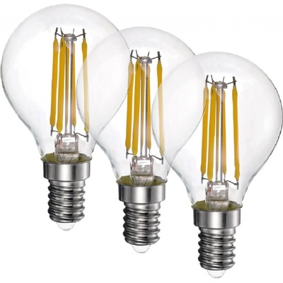 EURO-LUX LED žiarovka Filament E14, 4 W, 470 lm, 2700 K, pr. 45 x 75 mm, 3 ks