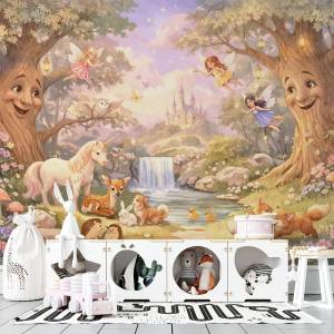 Art Gift Decor Детски фототапет вълшебна гора с феи и животни