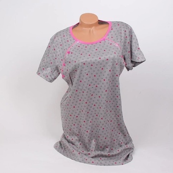 Image 1 of Сива нощница за кърмачки със сърца, кръгчета и цикламен кант