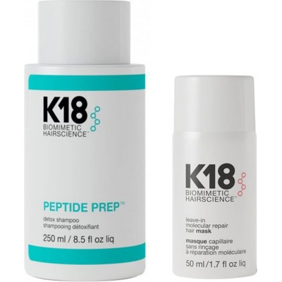 K18 Hair Molecular Repair Mask Single Tube 50 ml+K18 Peptide Prep Detox Shampoo 250 ml