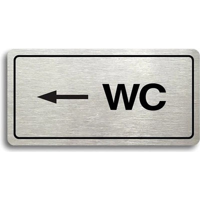 Accept Piktogram „WC VĽAVO" (160 × 80 mm) (strieborná tabuľka – čierna tlač)