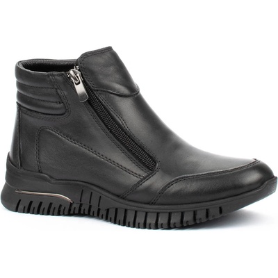 Дамски боти от естествена кожа с два ципа на спортно ходило