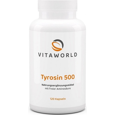 vitaworld L-Тирозин - За синтеза на тиреоидни хормони и концентрация, 500 mg, 120 капсули (09891874 VW)