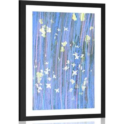 Plakát s paspartou abstrakce květin ve fialovém provedení - 40x60 no frame