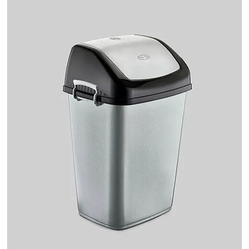 Image 1 of Кош за смет 50л с дръжки и люлеещ се капак сиво (ви-9342)