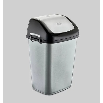 Кош за смет 50л с дръжки и люлеещ се капак сиво (ви-9342)