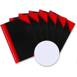 Bantex A4 Checked Notebook, Hardcover, 192 Pages, Black, Pack of 6 - 100302815 (100302815)
