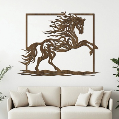 dřevo života Dřevěný obraz HORSE Rozměry (cm): 60x47, Zvolte barvu dekoru: Ořech