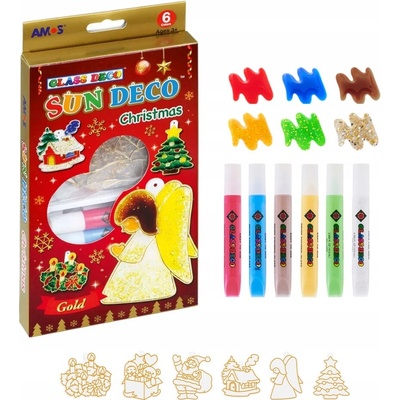 Barvy na sklo vánoční 6 ks 10,5 ml + 6 sklíček – Zboží Mobilmania