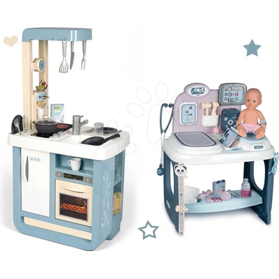 Smoby Bon Appetit Kitchen Grey set kuchynka so zvukom so zdravotníckym pultom a bábikou