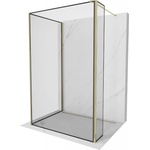 Mexen Kioto стъклена преграда за душ Walk-in 140 x 80 x 40 cm, черна рамка, златна - 800-140-080-221-50-70-040 (800-140-080-221-50-70-040)