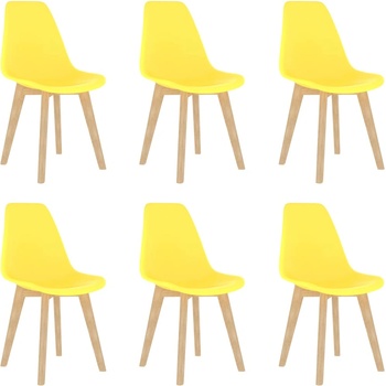 vidaXL Трапезни столове, 6 бр, жълти, пластмаса (289118)