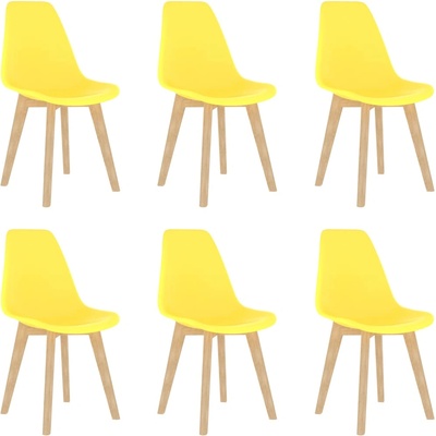 vidaXL Трапезни столове, 6 бр, жълти, пластмаса (289118)