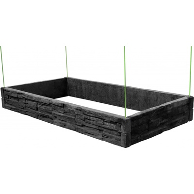 Barigadi Vyvýšený záhon betónový 200 x 100 cm výška 25 cm vzor štiepaný kameň antracit