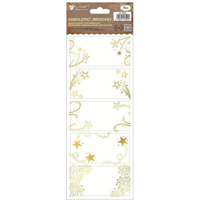 Samolepicí jmenovky na dárky 10 x 29,5 cm se zlatou ražbou, 5 ks – Zboží Mobilmania