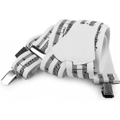 Šle hudební šíře 4 cm délka 120 cm bílá - noty