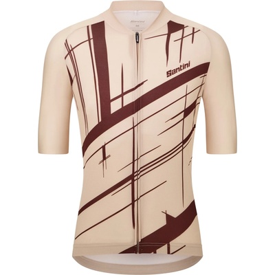 Santini Мъжка фланелка с къс ръкав за колоездене Santini Sketch S/S Jersey Cycling jersey - Cappuccino - размер XL (056-3863-0215)