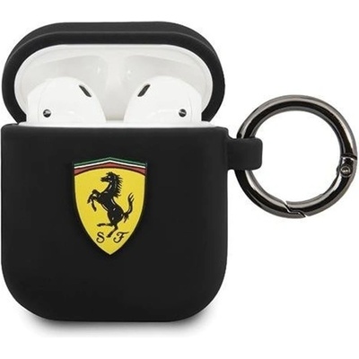 Ferrari Защитен калъф Ferrari Airpods Silicone Case, за Apple Airpods/Apple Airpods 2, силиконов, с карабинер, черен (FESACCSILSHBK / 45221)