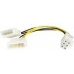 PremiumCord Molex x2 - PCIe 6-pin, 0.15m, Yellow (kn-9)