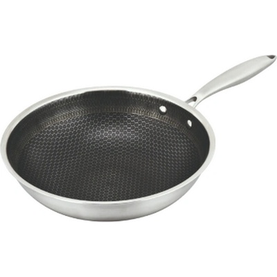 BRATMAXX Nerezová wok panvica s nepriľnavým povrchom 28 cm so štruktúrou včelieho plástu, 4-vrstvová