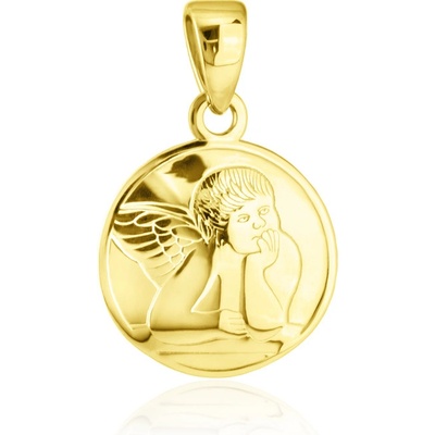 Gemmax Jewelry Kulatý zlatý medailonek renesanční Andělíček Raffael GUPYN 35751