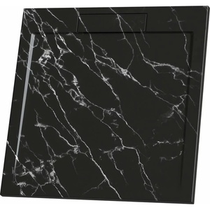 Inter Ceramic Квадратно композитно душ корито Inter Ceramic 90x90 см, матово черно мраморно покритие (9090MB-2)