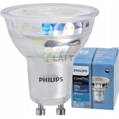 Philips LED žárovka GU10 3,5 - 255Lm 36° - teplá bílá 3000K - CorePro Premium