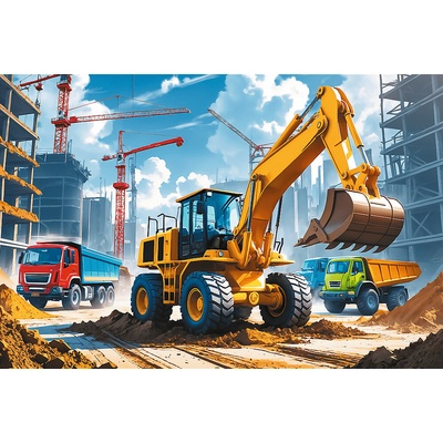 TREFL Traktor s rýpadlonakladačom 60 dielov