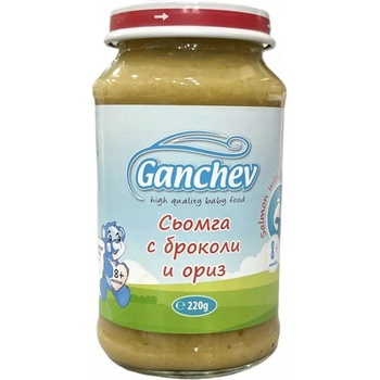 Ганчев Пюре Ганчев сьомга с броколи и ориз над 8 м - 220 г
