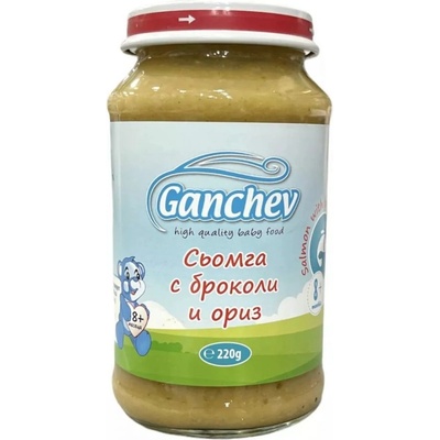 Ганчев Пюре Ганчев сьомга с броколи и ориз над 8 м - 220 г