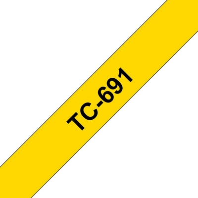 Ламинирана лента Original Brother Черна на Жълто TC691 за E105|E110|H100|H101|H105|H110|H111|P300|128|200|1000|1010|1090|1100|11 (TC691)