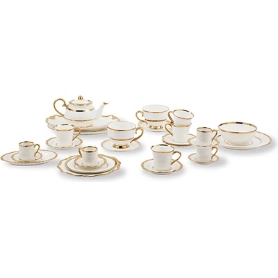 Pols Potten Комплект чаши и чинийки за 4 души Pols Potten Golden Finds 220 ml в бяло (230.400.631)