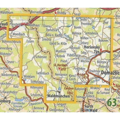 KČT 29 Český les jih - nástěnná turistická mapa 90 x 60 cm Varianta: mapa v dřevěném rámu, Provedení: Ticiago černý