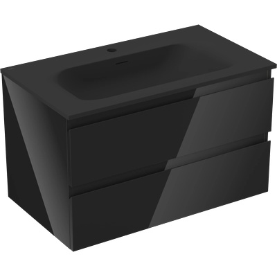 Orio баня 80 см с мивка Vela, 2 чекмеджета, черен гланц/черен мат - 91A10-08047-2-BFF70-W23M71 (91A10-08047-2-BFF70-W23M71)