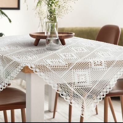 Takoy Ubrus na stůl 85x85 cm bílý krajkový OLIVIA v boho stylu-HF-478219 | 85 x 85 cm