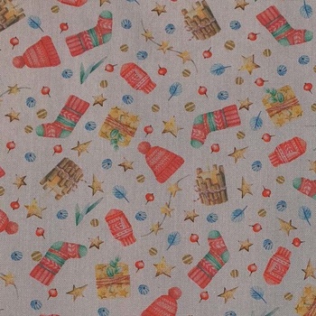 Dekoračná látka šedá, zimný motív, š.140