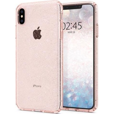 Spigen Противоударен Блестящ Калъф за iPhone XS Max, Spigen Liquid Crystal Glitter Quartz Case, Розов (065CS25124)