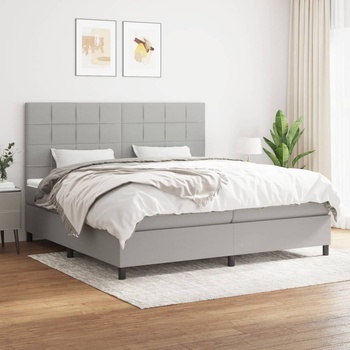 vidaXL Боксспринг легло с матрак, светлосиво, 200x200 см, плат (3141801)