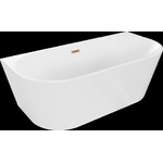 Mexen Oval свободностояща вана за стенен монтаж 150 x 75 см, бяла, прелив мед (52671507500-65)