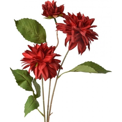 Červená umelá dekorácia kvetina georgína - 17*10*70 cm - Clayre & Eef