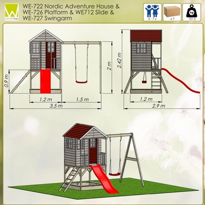 Wendi Toys Adventure House detské ihrisko s tabuľou hojdačkou a pieskoviskom
