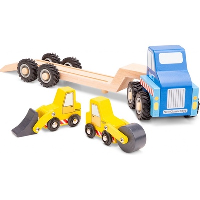 New Classic Toys Dřevěný přepravník se 2 stavebními vozidly