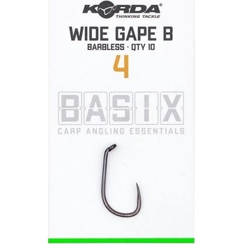 Korda Basix Wide Gape Barbless vel.4 10 ks