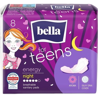 Bella For Teens Дамски нощни превръзки Sensitive, коприна, 8 броя