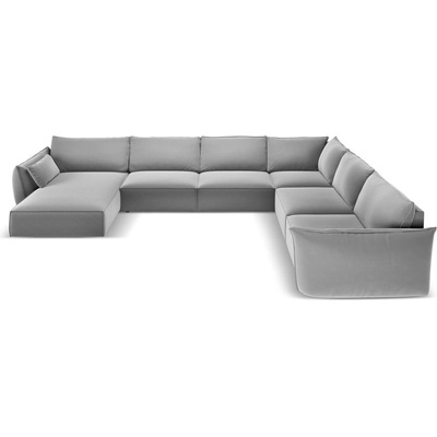 Mazzini Sofa Светлосив кадифен ъглов диван (десен ъгъл/U форма) Vanda - Mazzini Sofas (MAZ_UR_51_F1_VANDA5)