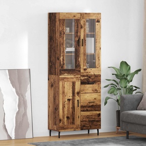 vidaXL Висок шкаф 2 бр. Старо дърво 69, 5 x 34 x 180 см (3415695)