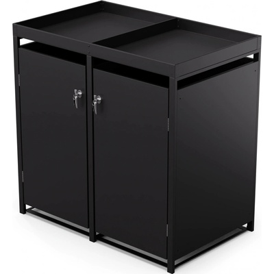 Blumfeldt BinSafe box na odpadky 2 odpadkové koše 240 l pozinkovaná oceľ KG29-2door-black-pl