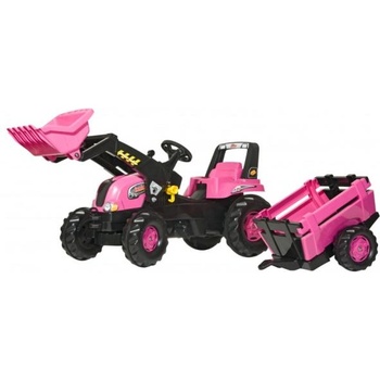 Rolly Toys Педално тракторче Rolly Junior розово с товарач и ремарке