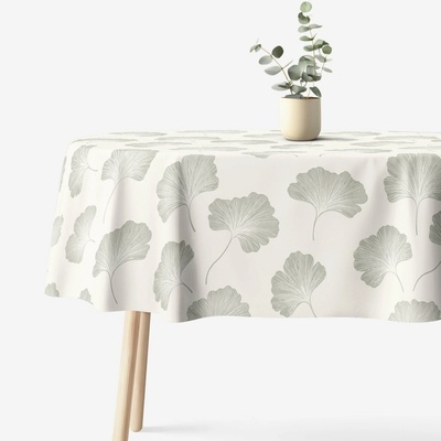 Goldea oválny obrus 100% bavlnené plátno listy ginkga 140x200 cm
